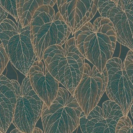 23f7b5b0632ce750ae8e53aa3bd7e5cc_1920x1920 Tummanvihreä kultareunainen lehtitapetti